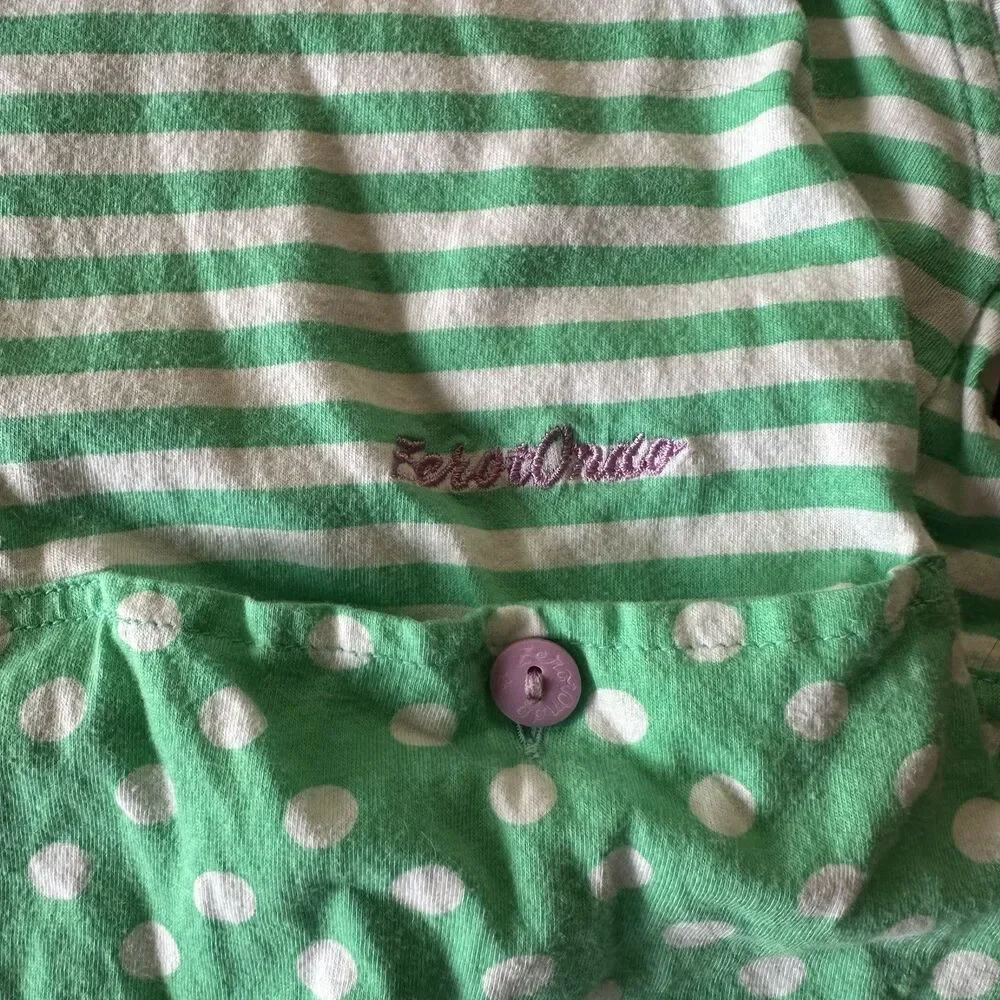 ZerotOndo Italian Baby Romper Size 18 Months Green Purple Stripes Polka Dots